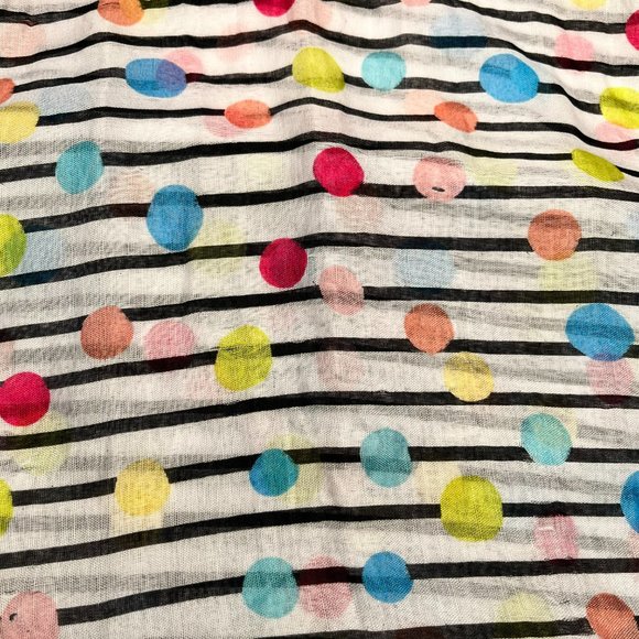 🎨 Modern Striped Scarf with Colorful Dots – Playful & Chic - Picture 2 of 12